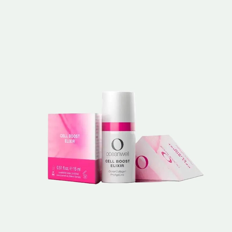 OCEANWELL PFLEGESET - Der zweite Frühling für reife Haut - BeautyVeda | Oceanwell CELL BOOST ELIXIR | Aufpolsternde Anti - Age - Pflege mit ozeanischem Kollagen. Anti - Aging, Anti - Falten, Antioxidantien