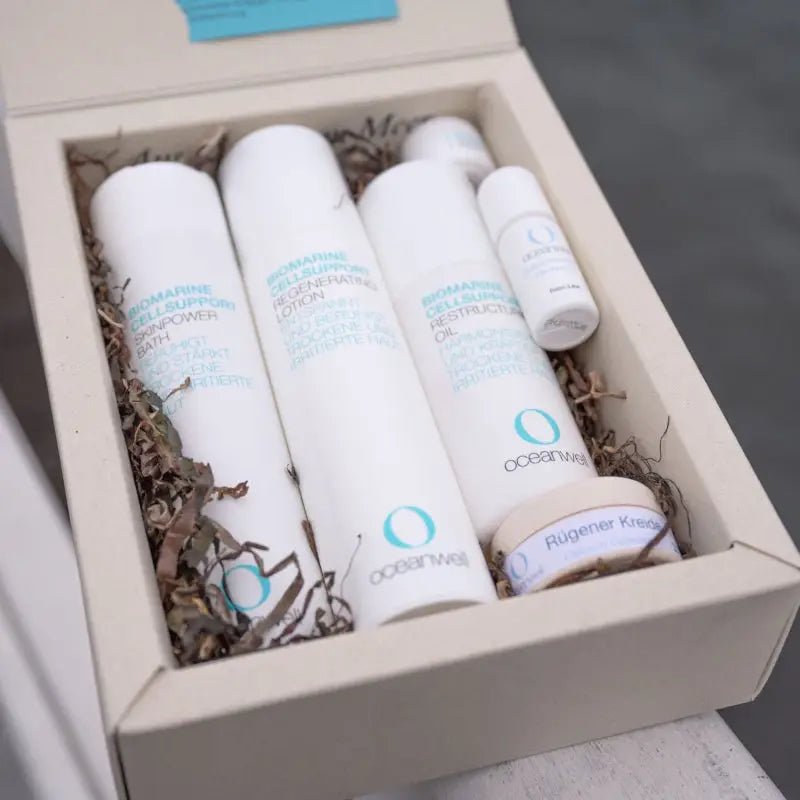 OCEANWELL Kosmetik - Set "SENSITIVE SKIN" | Sensitiv - Hautpflege mit Meereswirkstoffen - BeautyVeda | Oceanwell KombiBox "SENSITIVE SKIN" | Sensitive Haut Pflege Set mit Meereswirkstoffen. Babyhaut, Bad, Biomarine Cellsupport